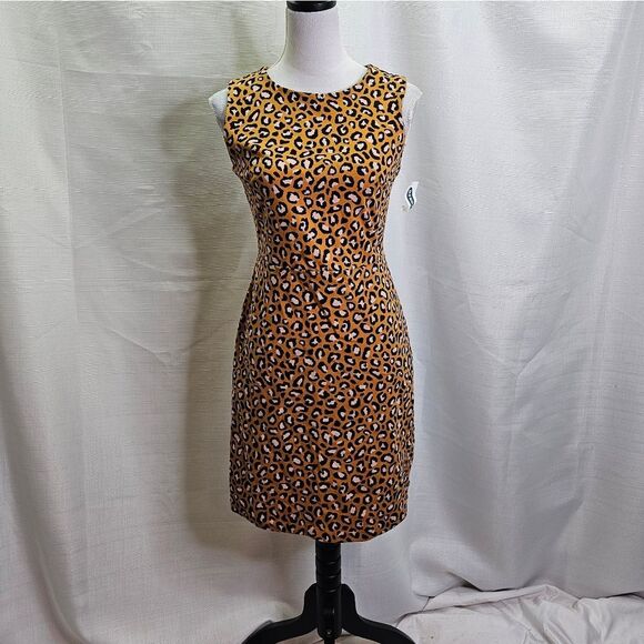 Old Navy Animal Leopard Print Sleeveless Sheath Dress Size Small - Picture 3 of 11